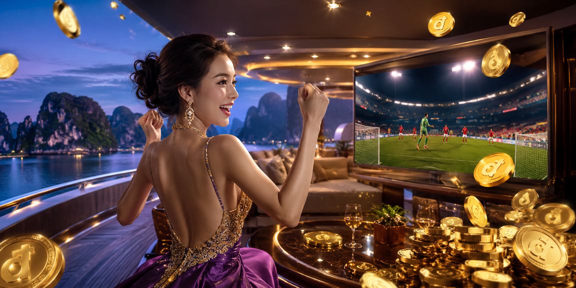 Người mẫu Việt Nam trải nghiệm cá cược trực tuyến với phông nền vịnh Hạ Long